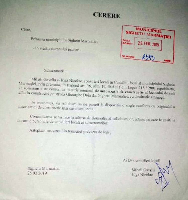 SINAGOGA DIN SIGHET SE CONSTRUIEȘTE ILEGAL