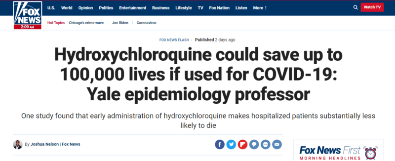 Hidroxiclorochina salvează vieți!