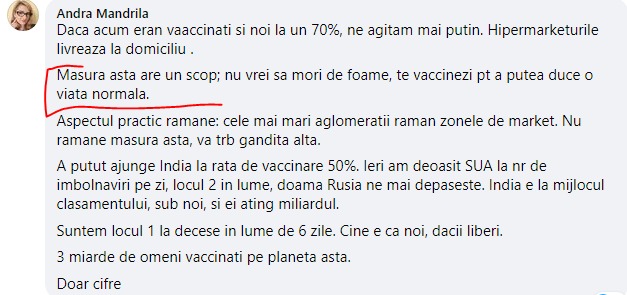 Parașuta stalinistă Andra Mandrilă susține moartea nevaccinaților prin înfometare