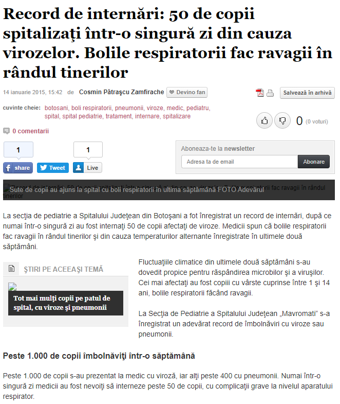 Cum se înfricoșează populația - Aceleași știri despre viroze respiratorii au apărut în fiecare an până în 2020 de când i se spune Covid 19