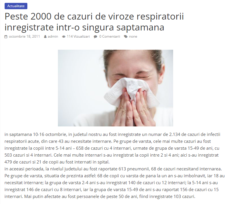 Aceleași știri alarmiste despre viroze respiratorii au apărut în fiecare an până în 2020 de când i se spune Covid 19