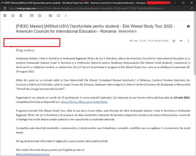 Ambasada Statelor Unite + Institutul Elie Wiesel finanțează REEDUCAREA masteranzilor și doctoranzilor români 