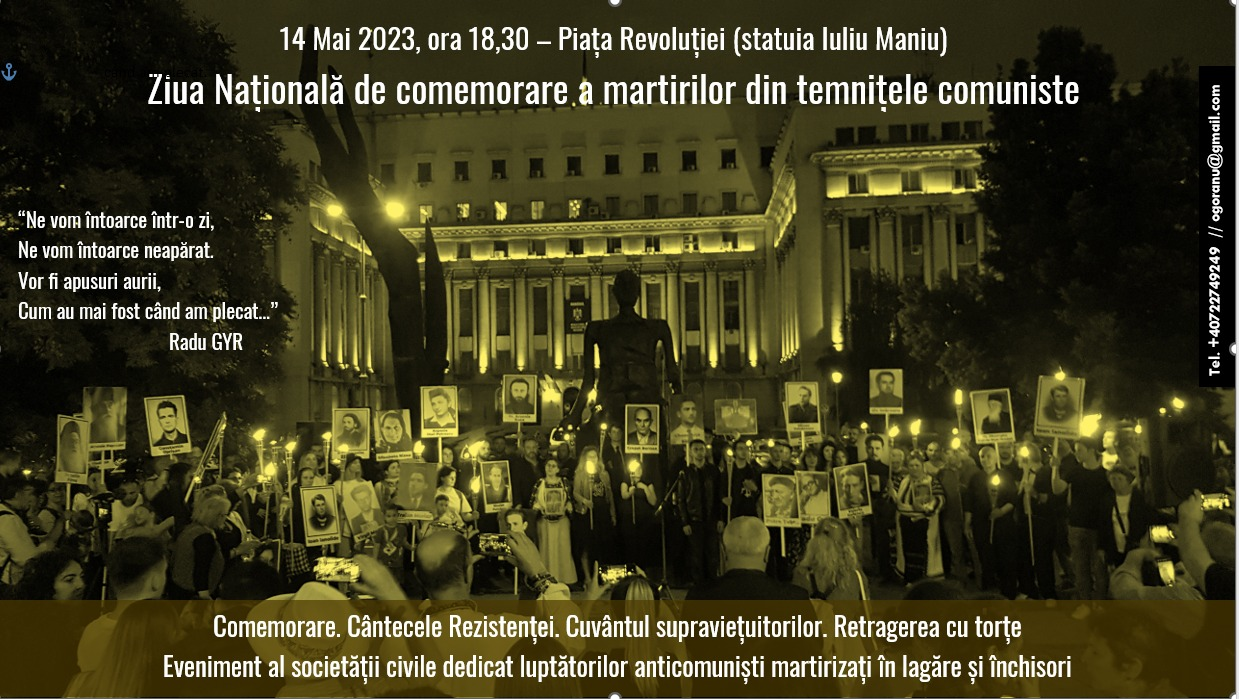 PE 14 MAI CU TOȚII ÎN STRADĂ! 14 mai – în Piața Revoluției! Martirii temnițelor comuniste vor fi comemorați și anul acesta