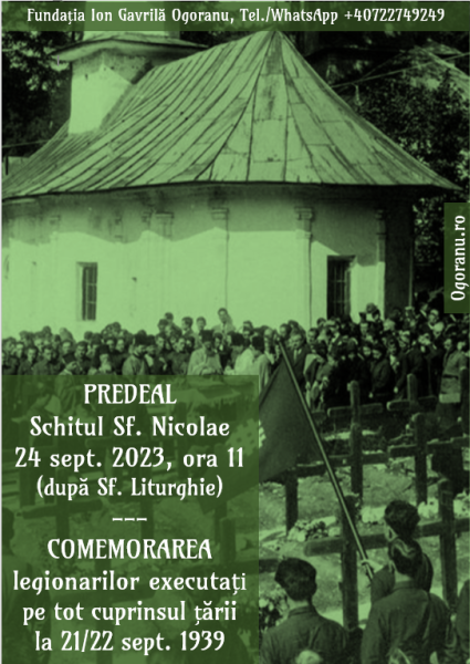 24 septembrie 2023: Comemorarea legionarilor executați pe tot cuprinsul țării la 21/22 septembrie 1939