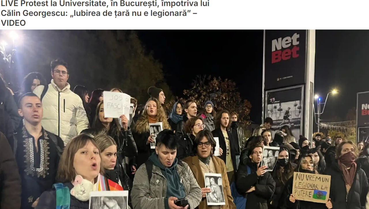 Protest ANTIFA în București împotriva lui Călin Georgescu