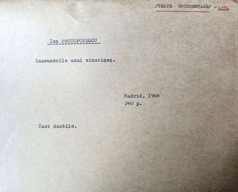 Profesorul Ion Protopopescu (personalitate marcantă a exilului legionar) - manuscris inedit